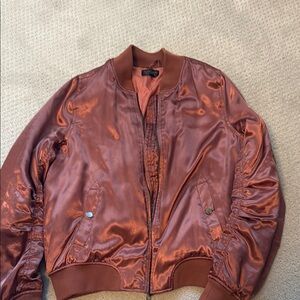 TopShop Satin Bomber Jacket - Rust